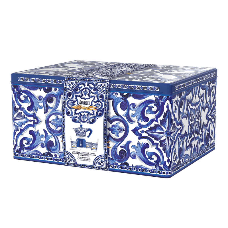 Bialetti X Dolce&Gabbana Blue Mediterranean Gift Set (6 cup Moka and Stirrer set) collectible from Brew Italia
