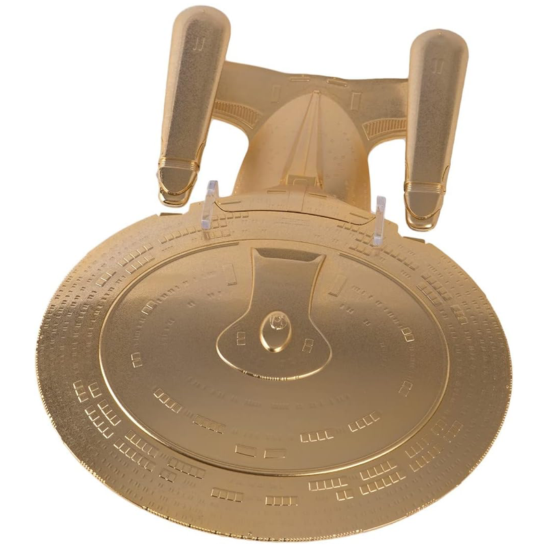 Gold U.S.S. Enterprise NCC-1701-D (Galaxy class) Model Die Cast Ship XL EDITION (Eaglemoss / Star Trek), side angle