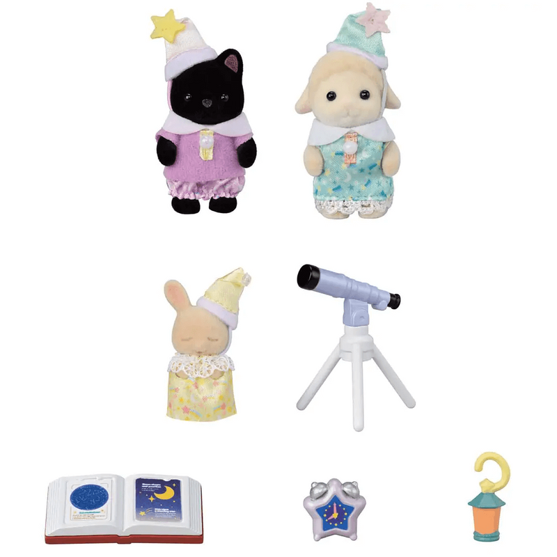 Sylvanian Families Nursery Friends - Sleepover Party Trio for Ages 3+, close-up detail