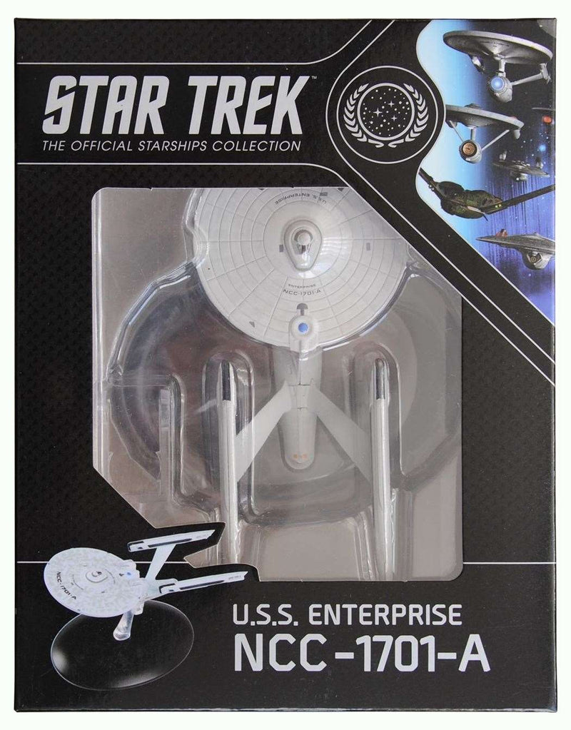 U.S.S. Enterprise NCC-1701-A (Constitution-class refit) Diecast Model Ship Window Boxed (Eaglemoss / Star Trek), side angle