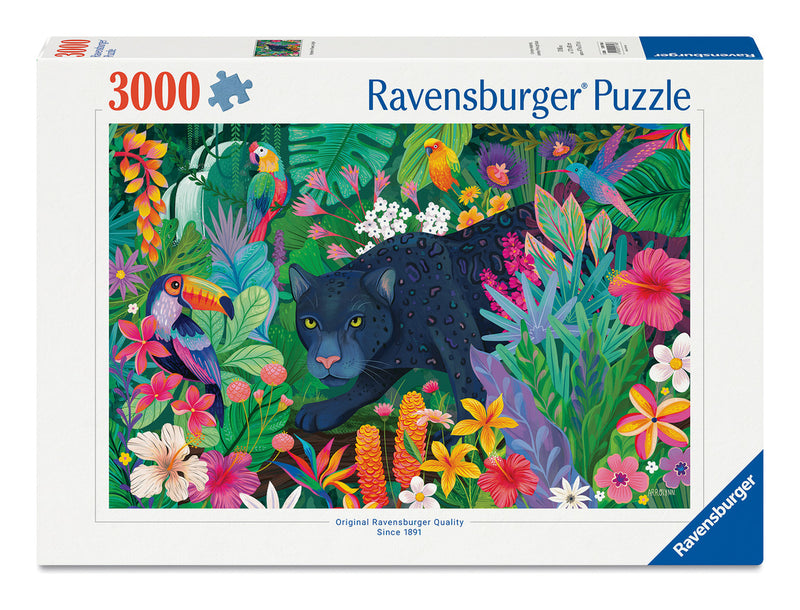 Panther In Flower Jungle 3000 Piece Jigsaw Puzzle