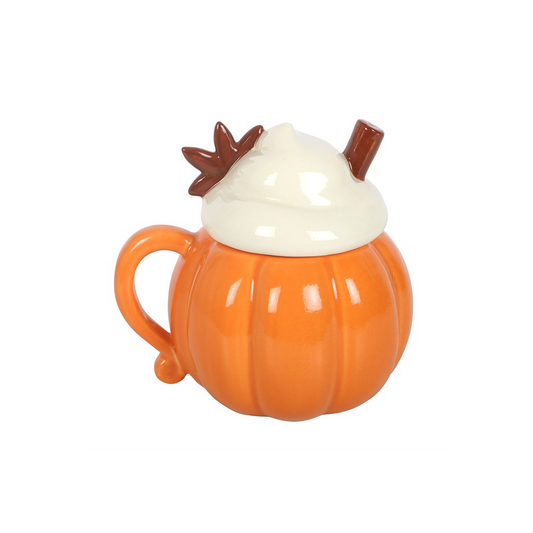 Pumpkin Cream Lidded Mug, alternate view