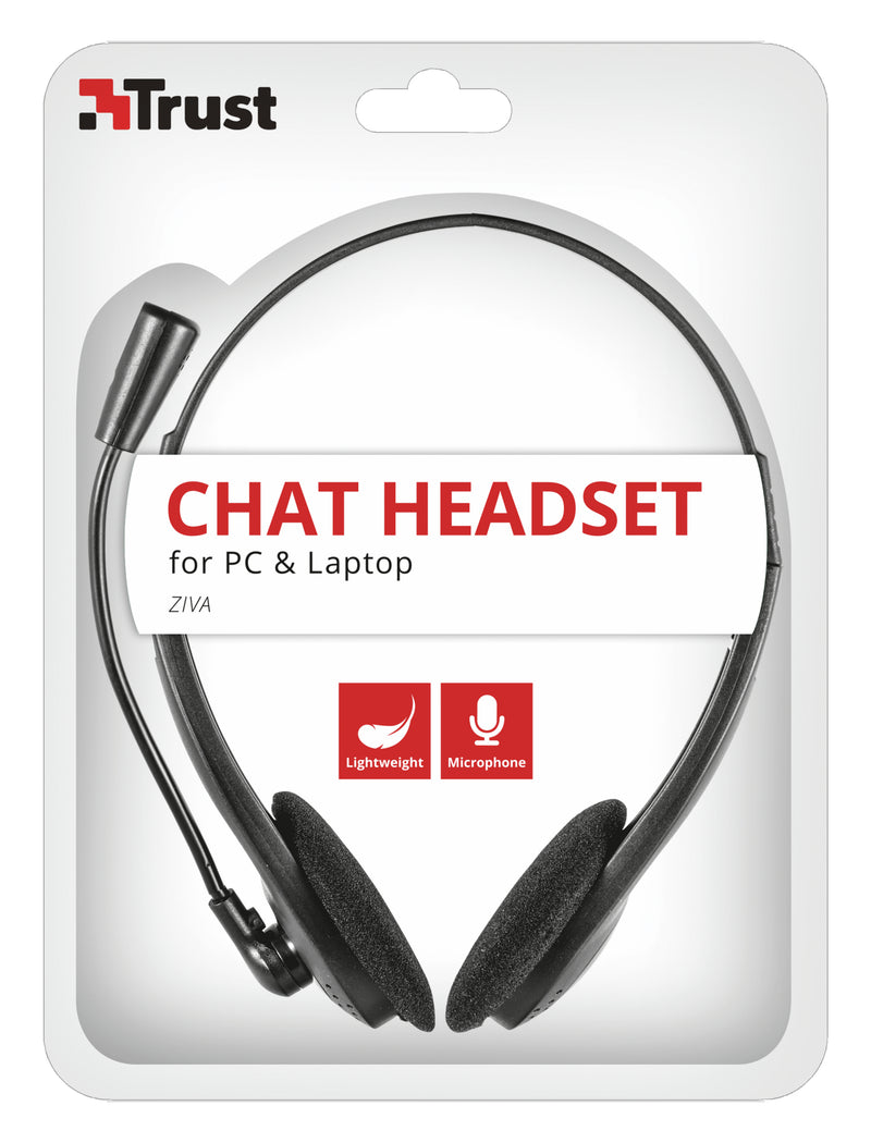 Trust Ziva Chat Wired Gaming Headset Black close up detail