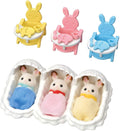 Sylvanian Families Chocolate Rabbit Triplets Care Set for Age 3 and Up, packaging shot