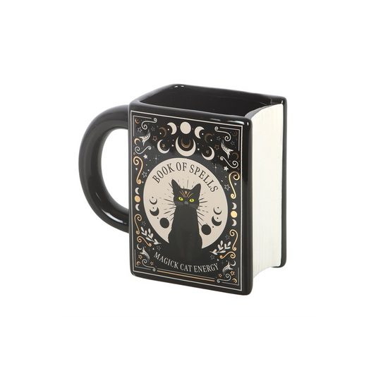 Black Cat Magick Book of Spells Book Shaped Mug, alternate view