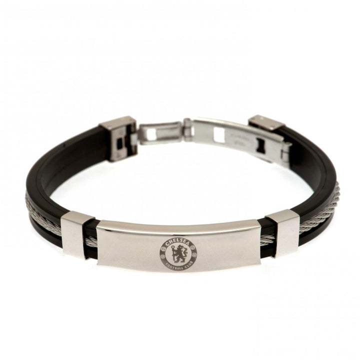 Chelsea FC Silver Inlay Silicone Bracelet