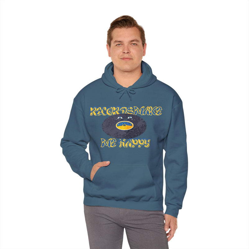 'Records Make Me Happy' Men's Hoodie, side angle