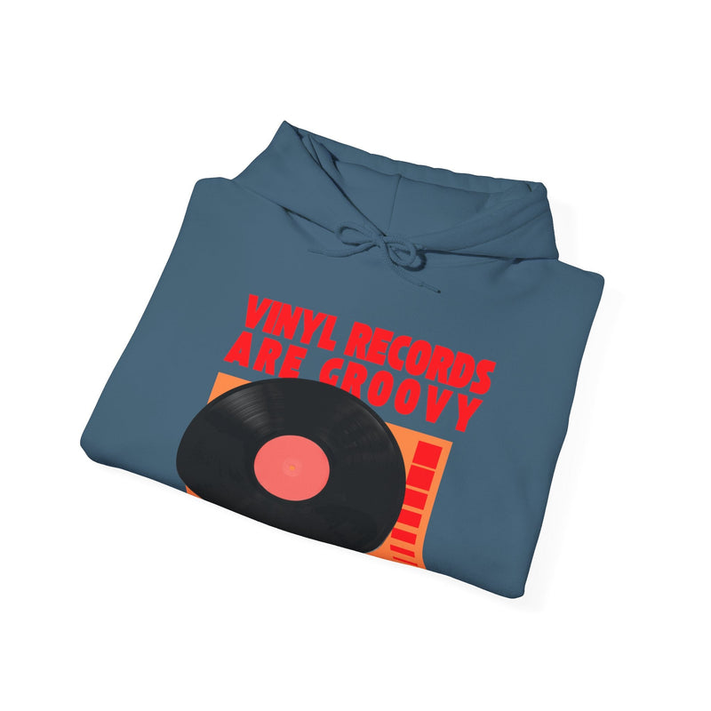 'Vinyl Records Are Groovy' Men's Hoodie, packaging shot