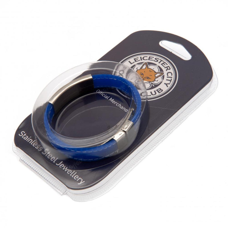 Leicester City FC Stitched Silicone Bracelet BL, side angle