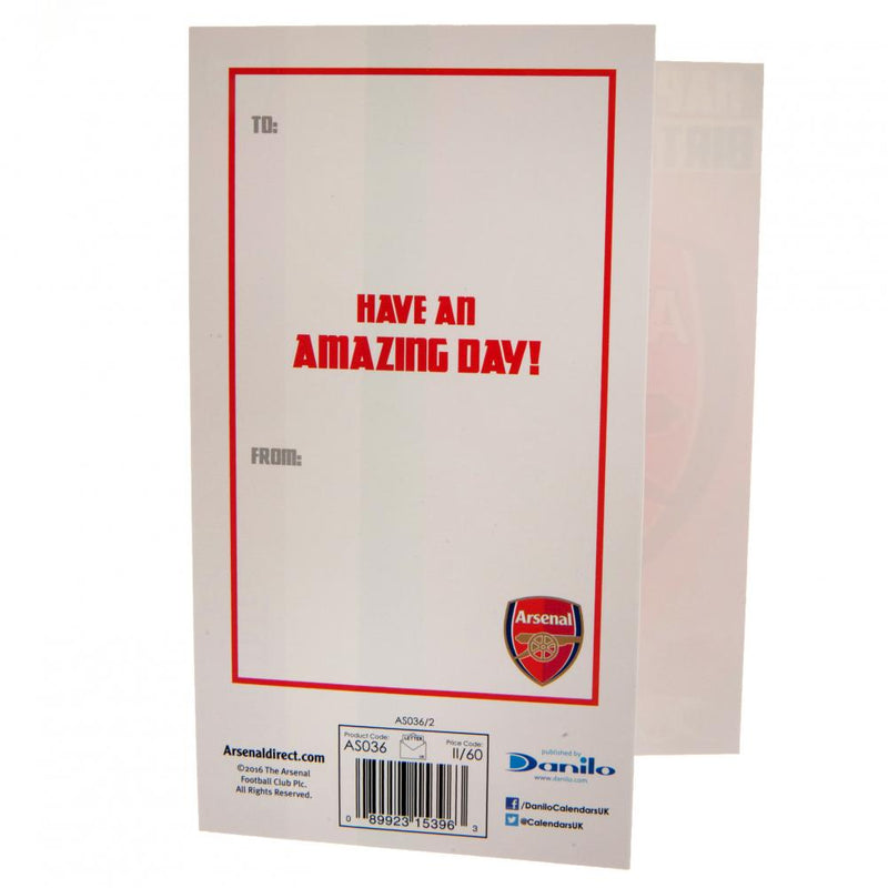 Arsenal FC Gunners Birthday Card, side angle