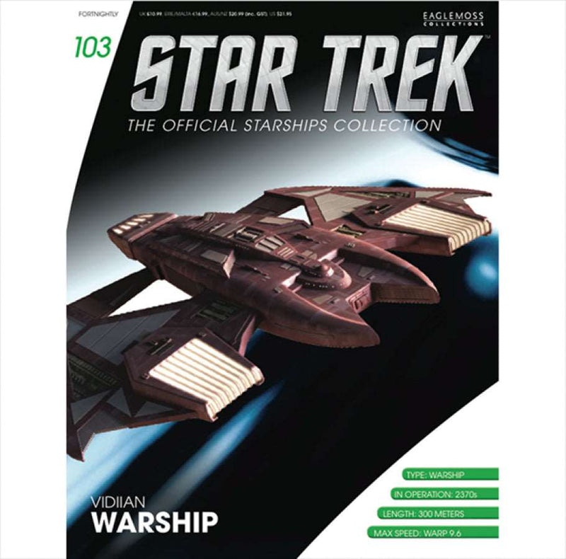 Vidiian Warship Die-Cast Model Ship (Eaglemoss / Star Trek), in display