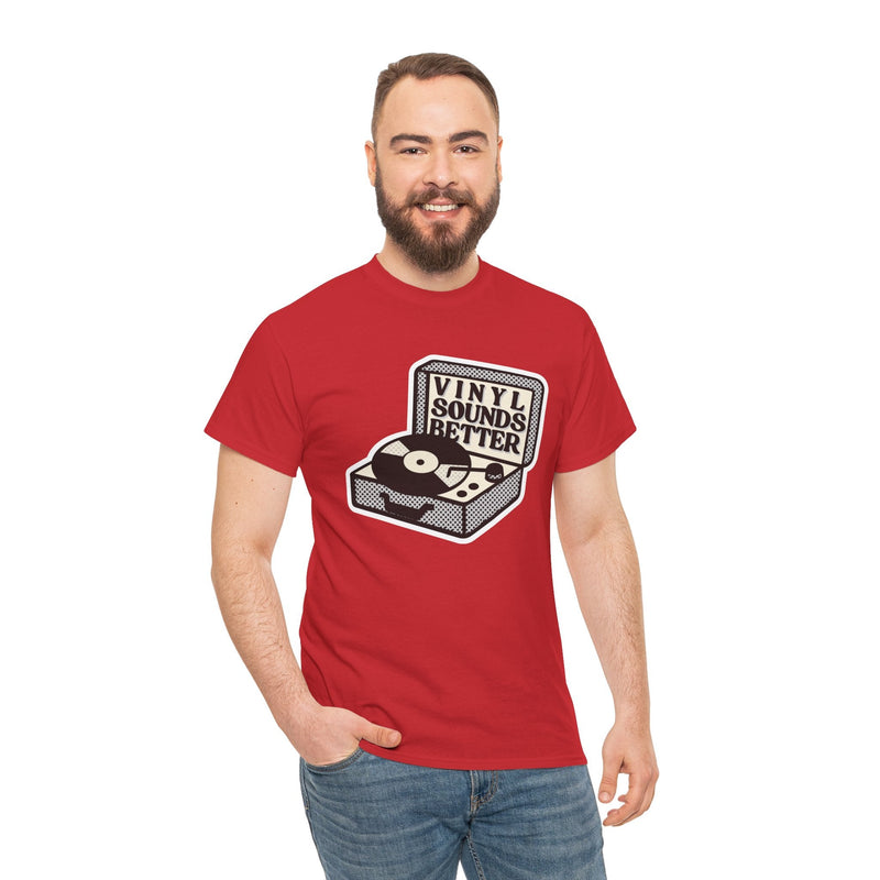 'Vinyl Sounds Better' T-Shirt, in display