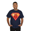 'Vinyl Man' Men's Superhero T-Shirt, packaging shot
