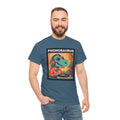 'Phonosaurus' Men's Vinyl T-Shirt, showing reverse