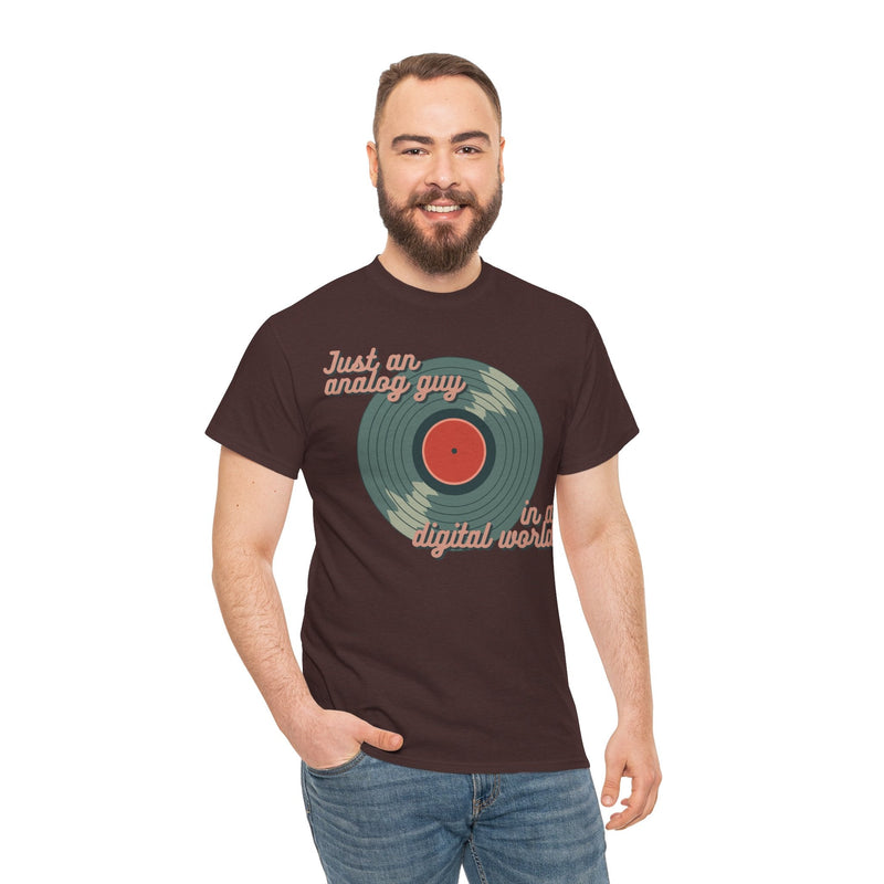 'Just an Analog Guy, In a Digital World' Men's T-Shirt, rear view