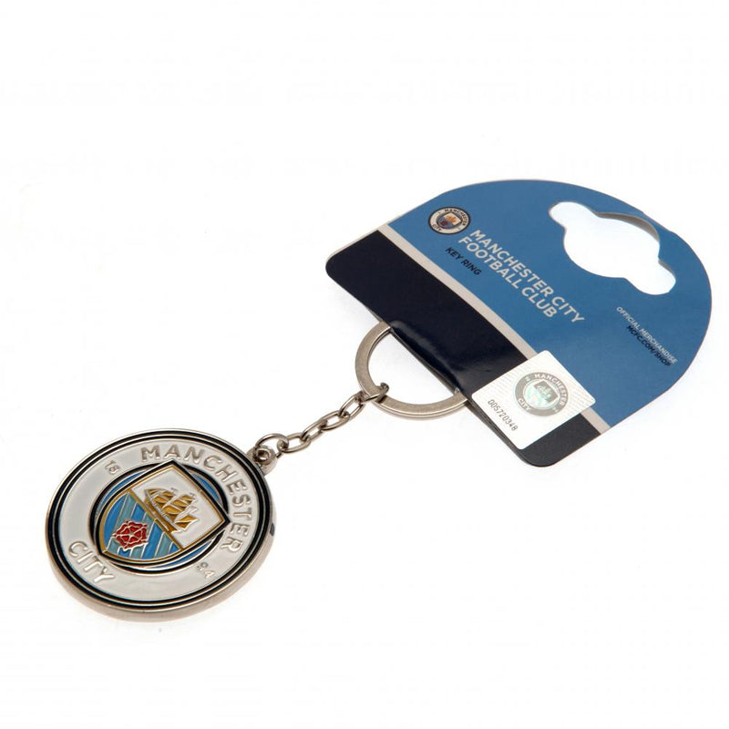 Manchester City FC Crest Keyring, side angle