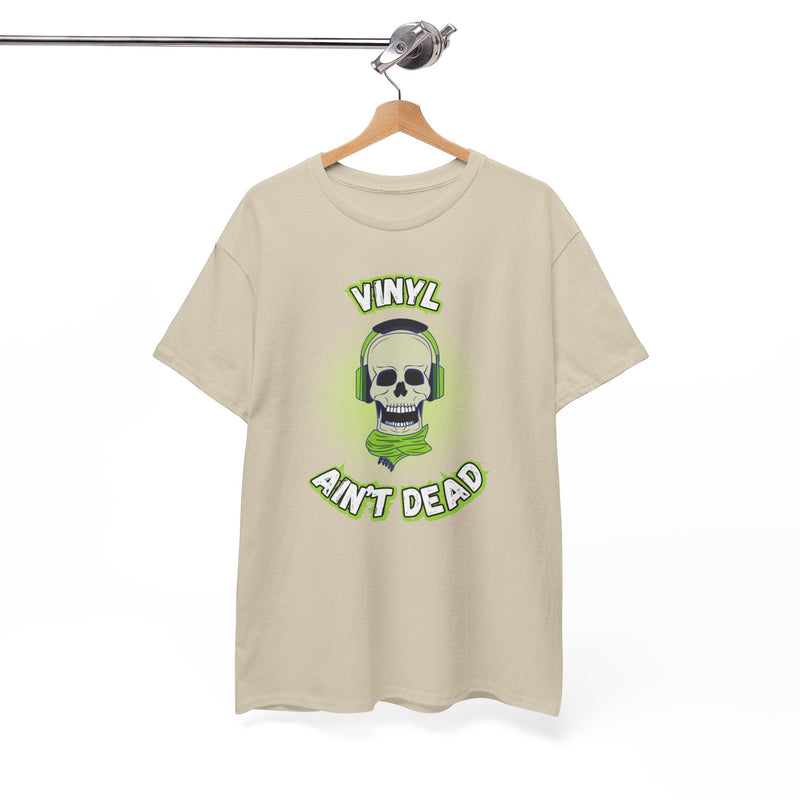 'Vinyl Ain't Dead' Headphones Men's T-Shirt, showing reverse