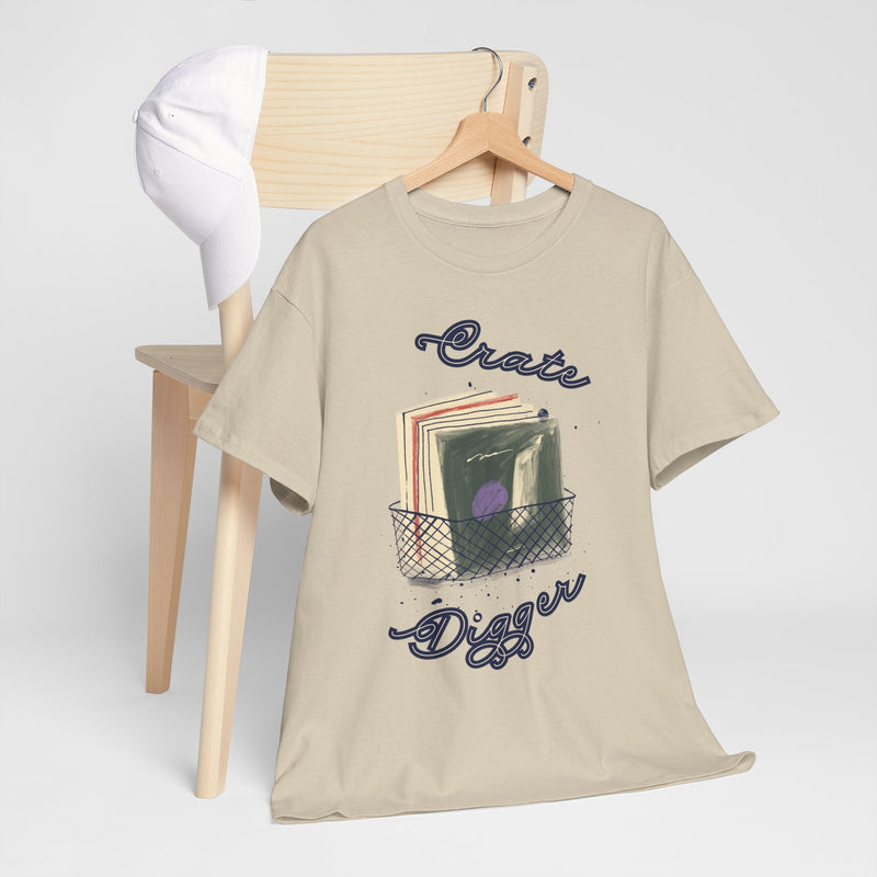 'Crate Digger' Vinyl Records Men's T-Shirt, showing reverse