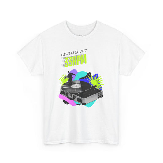 'Living at 33rpm' Flouro Men's T-Shirt collectible from Coda Records