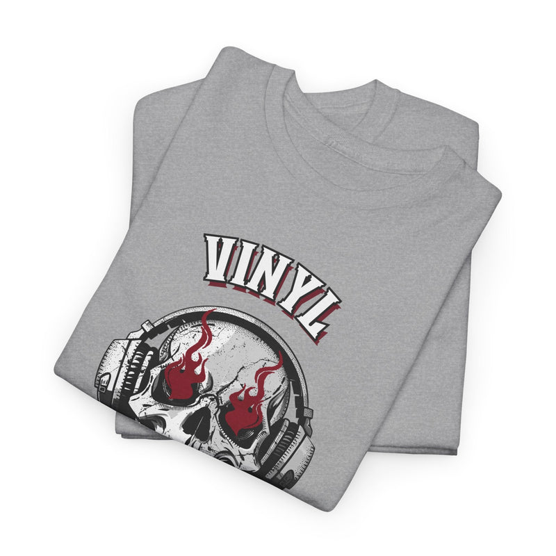 'Vinyl Ain't Dead' Skull Men's T-Shirt, size reference