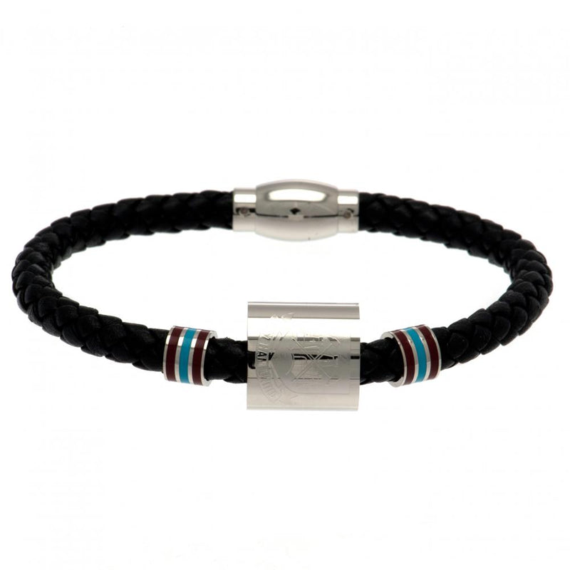 West Ham United FC Colour Ring Leather Bracelet, alternate view