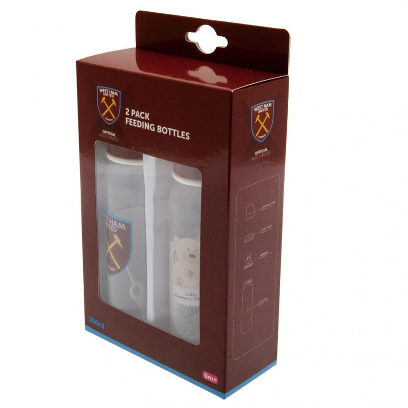 West Ham United FC 2pk Feeding Bottles, side angle