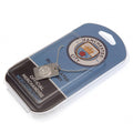 Manchester City FC Silver Plated Dog Tag & Chain, side angle