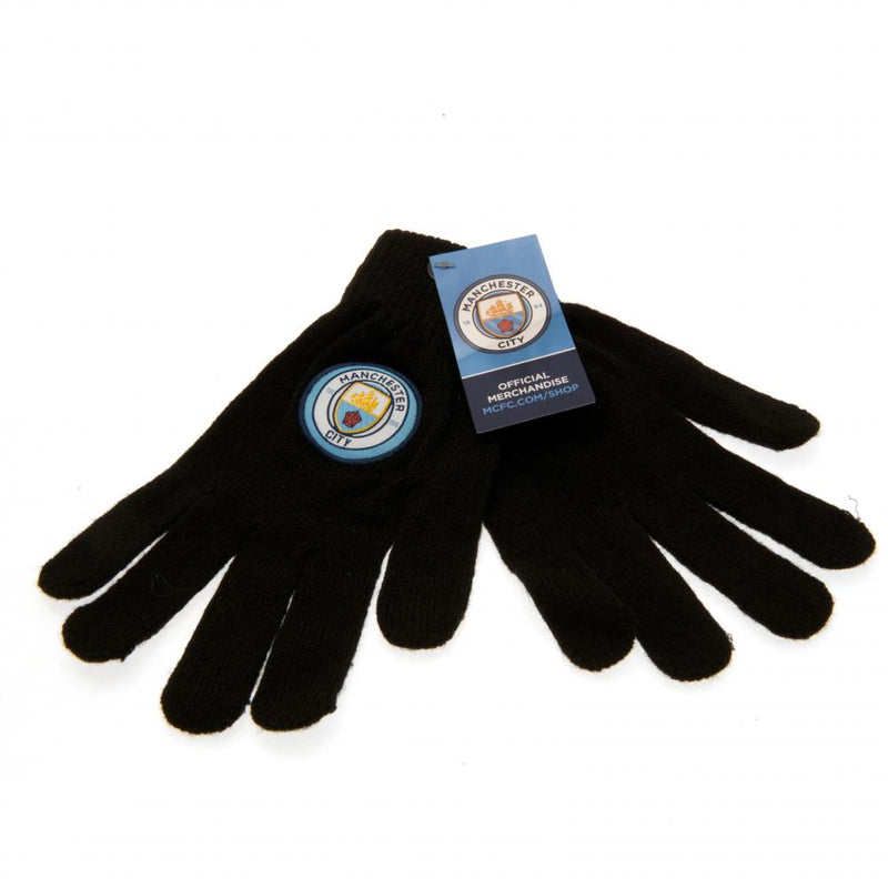 Manchester City FC Knitted Gloves Junior, side angle