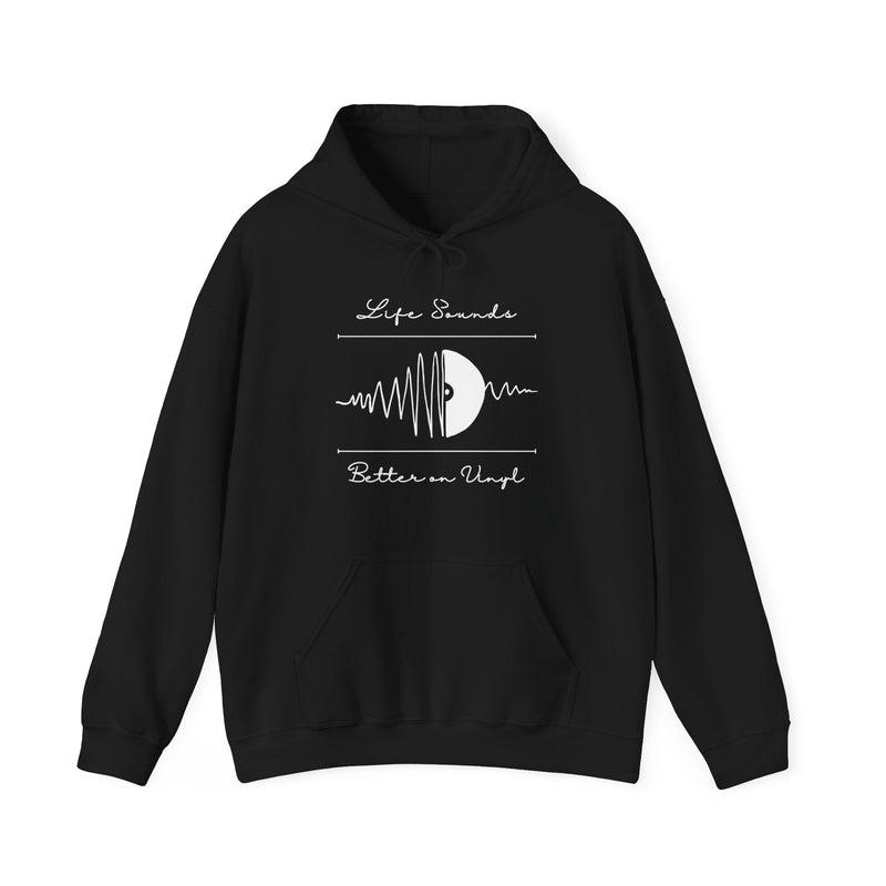 'Life Sounds Better on Vinyl' Men's Hoodie, rear view