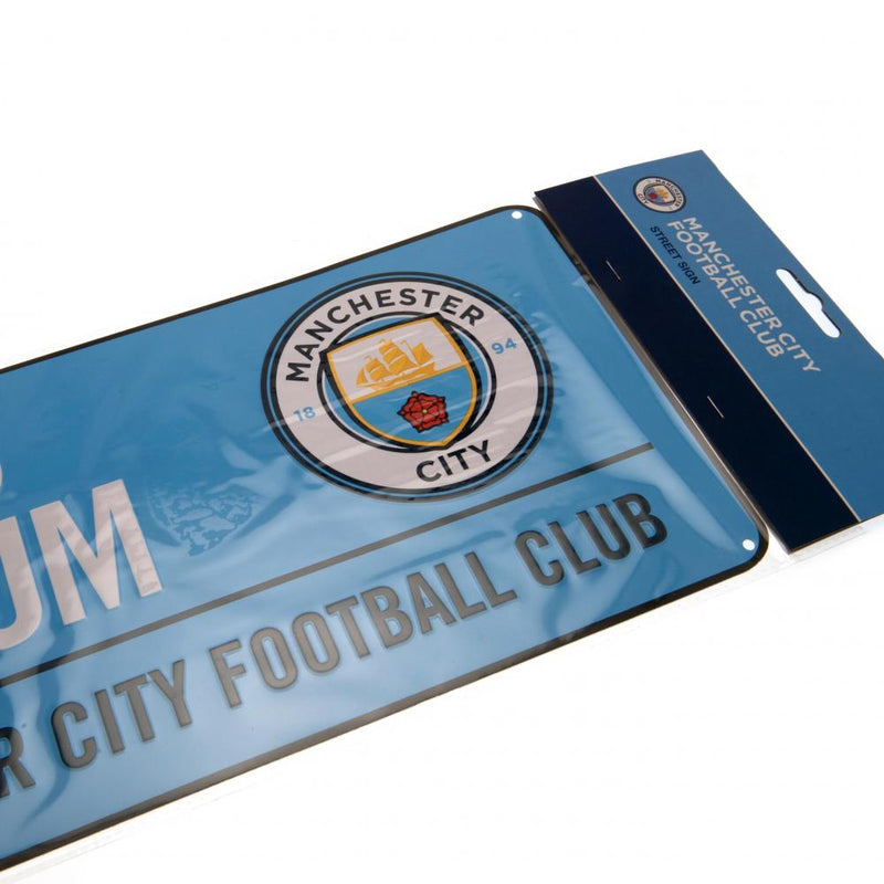 Manchester City FC Colour Street Sign, side angle