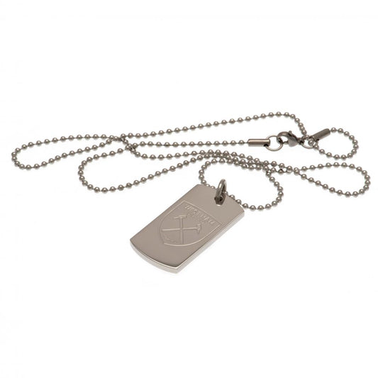 West Ham United FC Engraved Dog Tag & Chain, alternate view