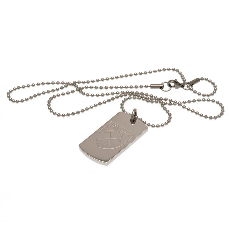 West Ham United FC Engraved Dog Tag & Chain, alternate view