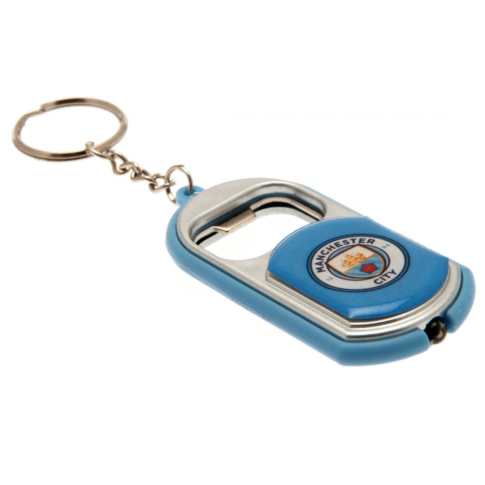 Manchester City FC Bottle Opener Keyring with Torch
