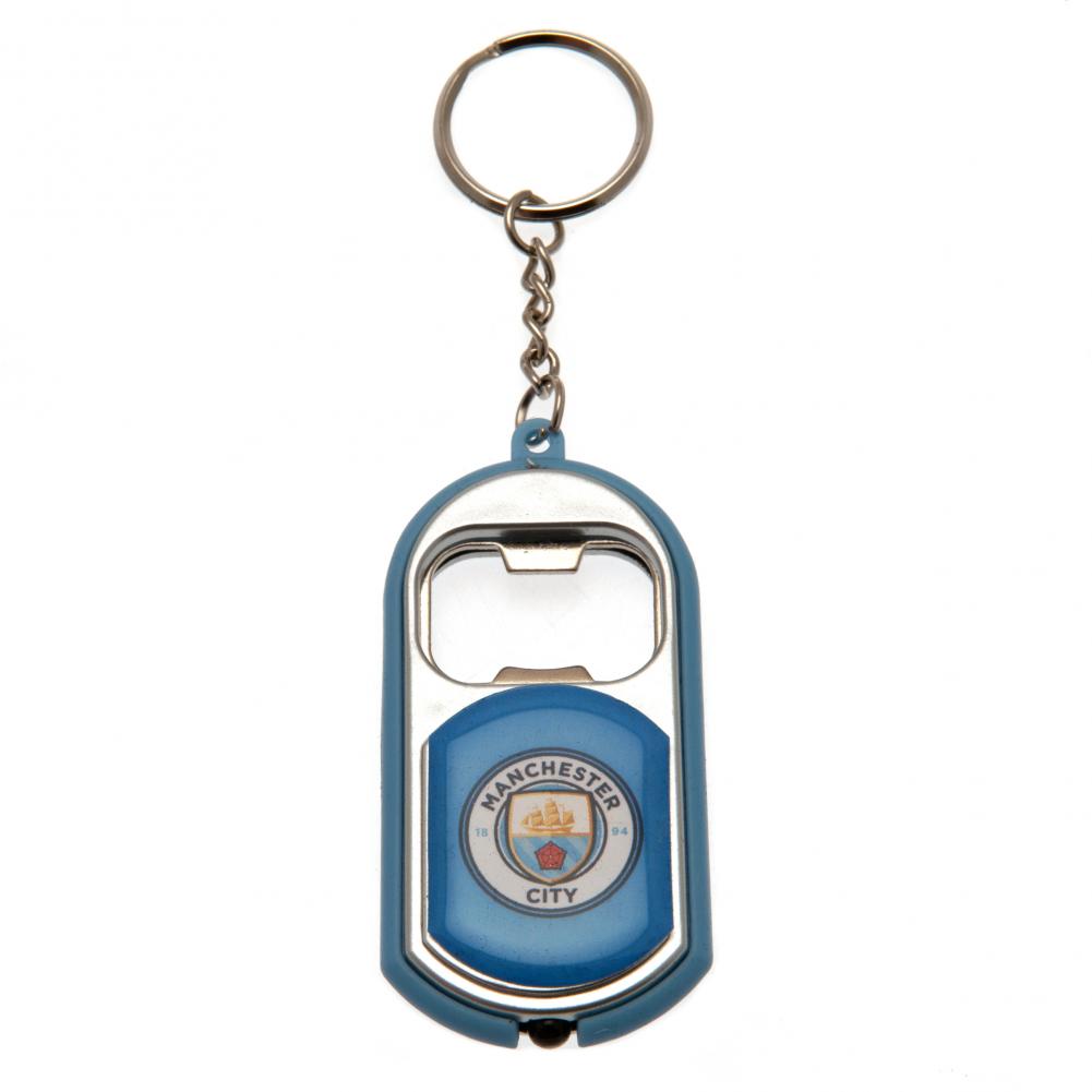 Manchester City FC Bottle Opener Keyring with Torch