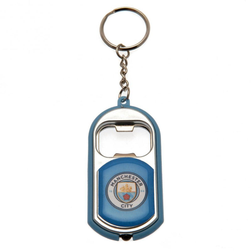 Manchester City FC Ultimate Fan Bundle - Manchester City FC Keyring Torch Bottle Opener