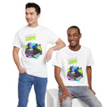 'Living at 33rpm' Flouro Men's T-Shirt, size reference