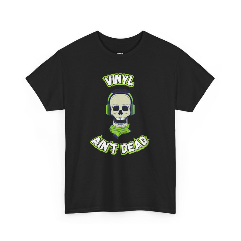 'Vinyl Ain't Dead' Headphones Men's T-Shirt, showing reverse