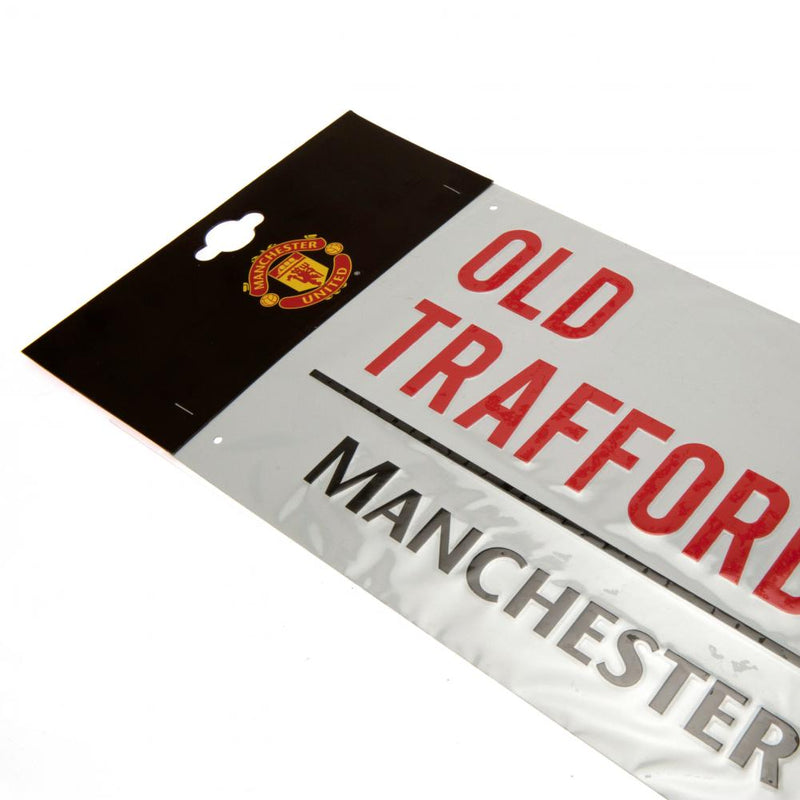 Manchester United FC White Street Sign, side angle