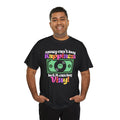 'Money can't buy happiness' Men's Vinyl T-Shirt, in display
