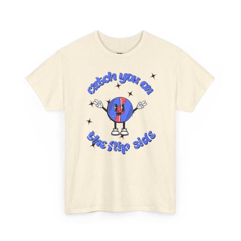 'Catch You On The Flip Side' Men's Vinyl T-Shirt, in display