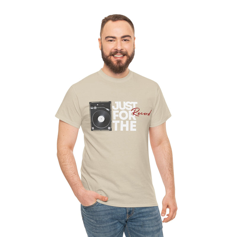 'Just for the Record' Men's Vinyl T-Shirt, side angle
