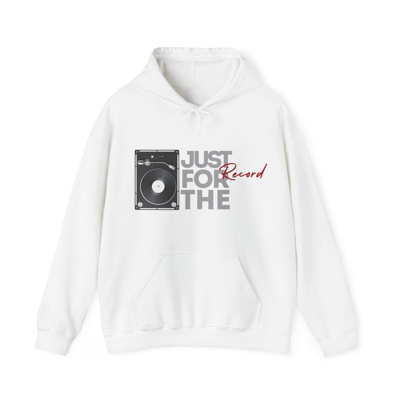 'Just for the Record' Men's Hoodie, close-up detail