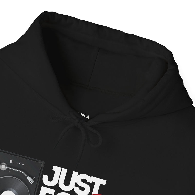 'Just for the Record' Men's Hoodie, close-up detail