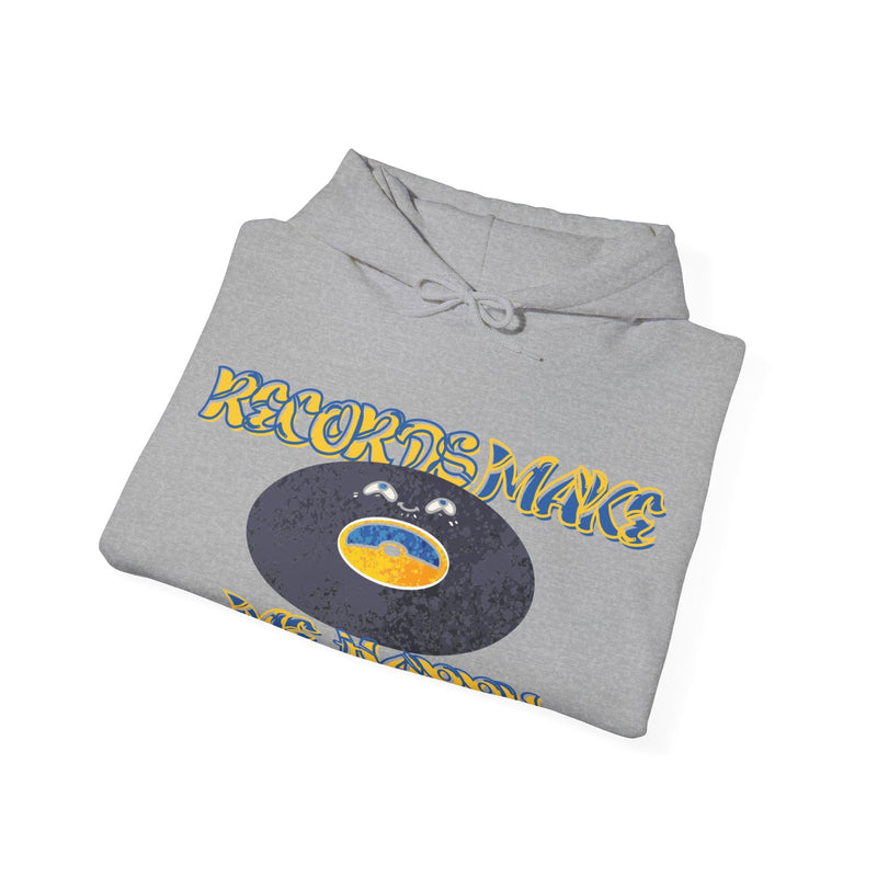 'Records Make Me Happy' Men's Hoodie, showing reverse