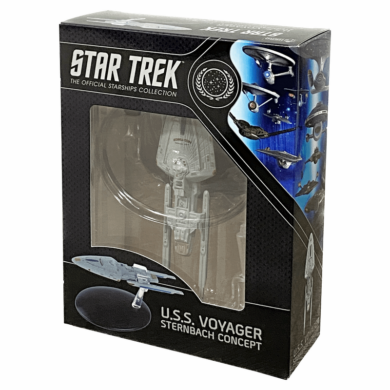 U.S.S. Voyager NCC-73602 (Sternbach concept) Model Diecast Ship BONUS ISSUE (Eaglemoss / Star Trek), in display