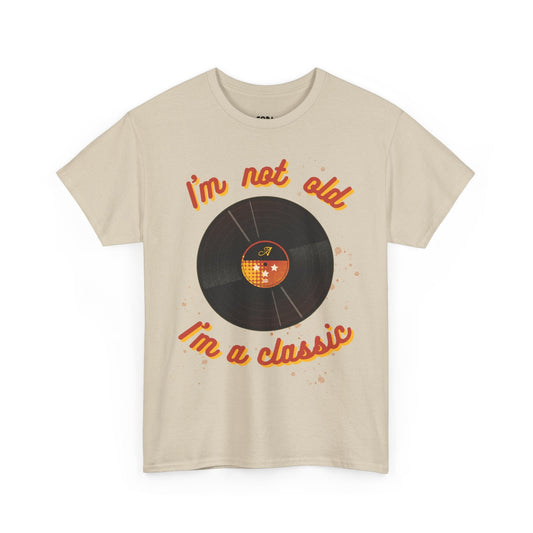'I'm Not Old, I'm a Classic' Men's Vinyl Record T-Shirt collectible from Coda Records