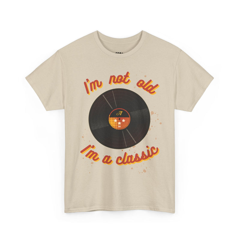 'I'm Not Old, I'm a Classic' Men's Vinyl Record T-Shirt collectible from Coda Records