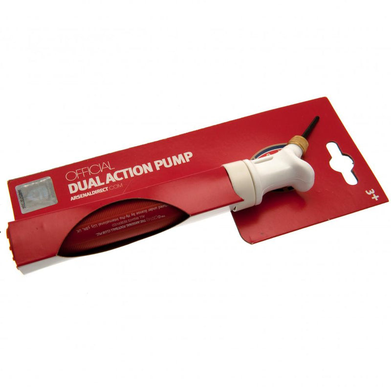 Arsenal FC Dual Action Football Pump, side angle