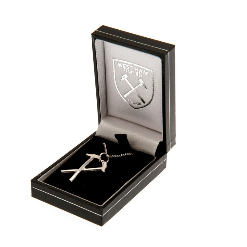 West Ham United FC Sterling Silver Pendant & Chain HM, side angle