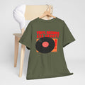'Vinyl Records Are Groovy' Bold T-Shirt, size reference